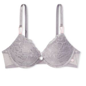 Sexy Tee Cotton Eyelet Push-Up Bra in Heather Grey